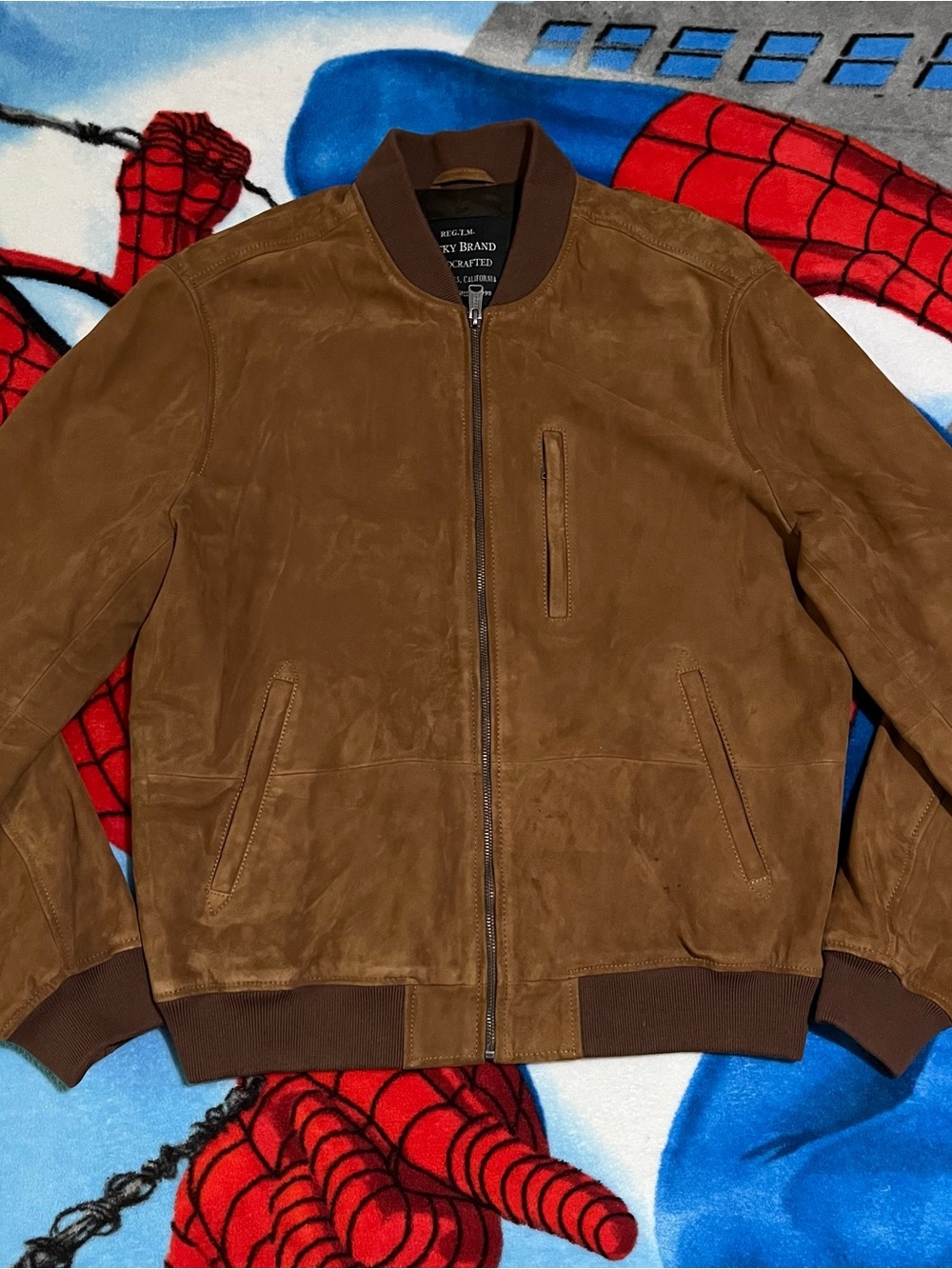 Lucky Brand Suede Jacket Mens L Brown Aspen Bomber Western Heritage Americana